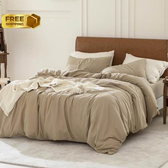 Duvet Cover Set 100% Washed Cotton 2 Pieces Bedding Set Twill Soft Cozy Twin/XL - Picture 5 of 6